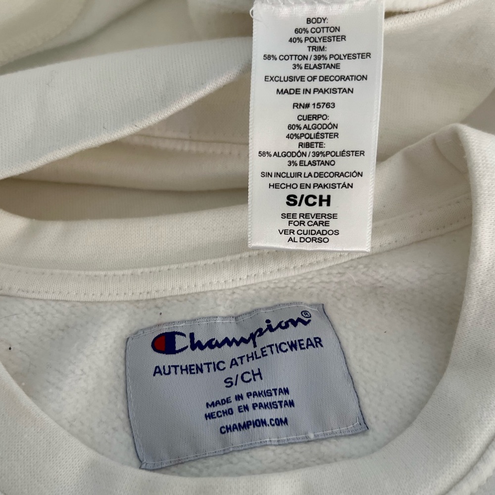 CHAMPION WHITE COTTON POLYESTER SWEATSHIRT SIZE S - Picture 13 of 14